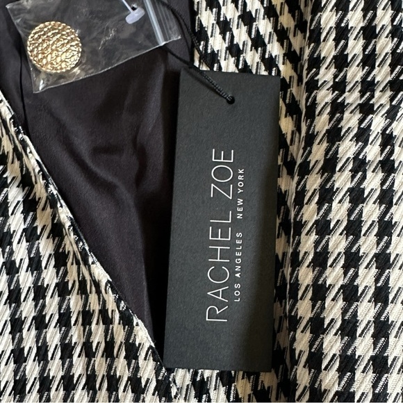 Rachel Zoe Houndstooth Midi Dress NWT 8 Black White Sleeveless Double Breasted - Picture 8 of 10
